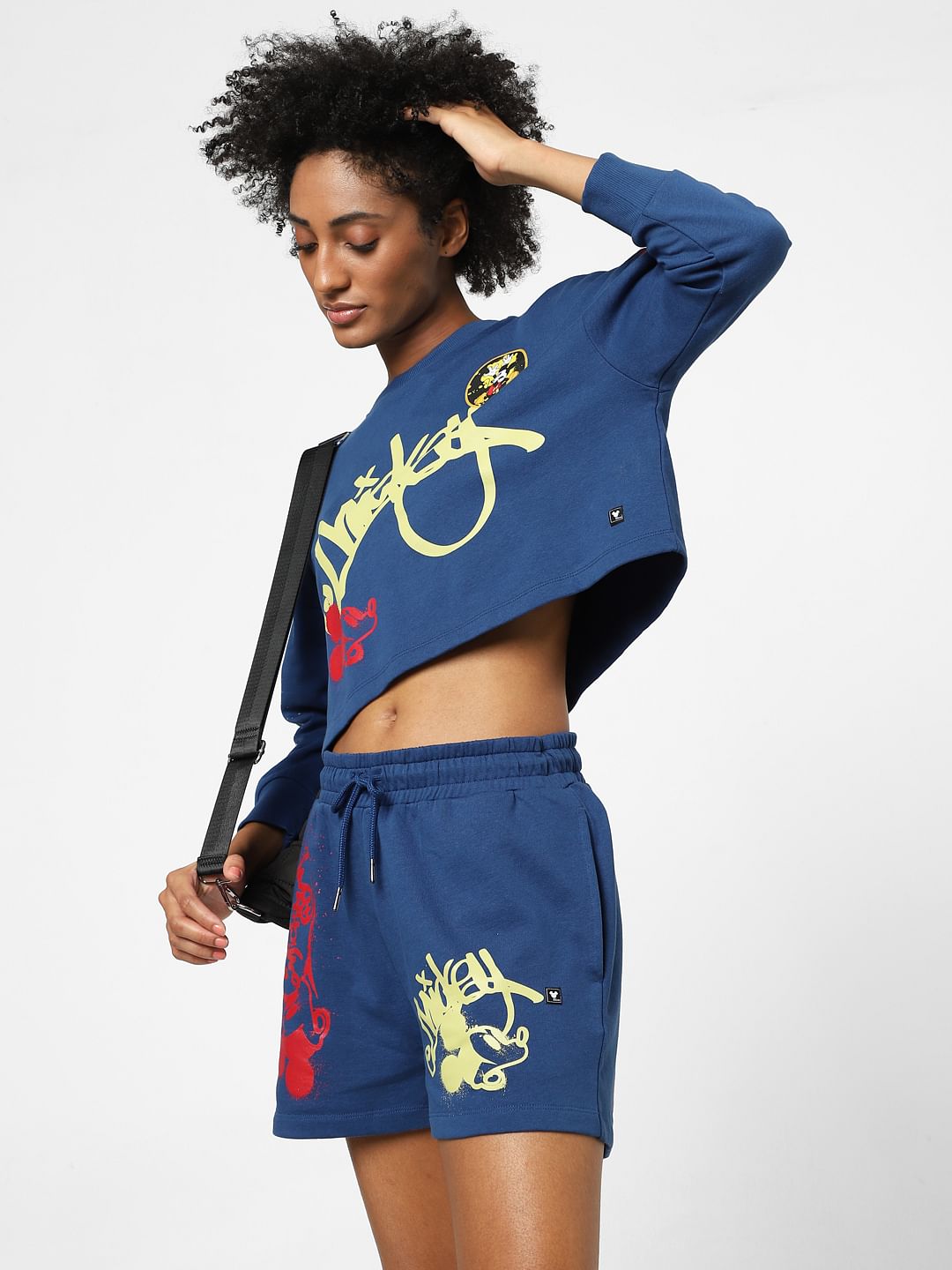 Only X Disney Blue Co-Ord Cropped Sweatshirt