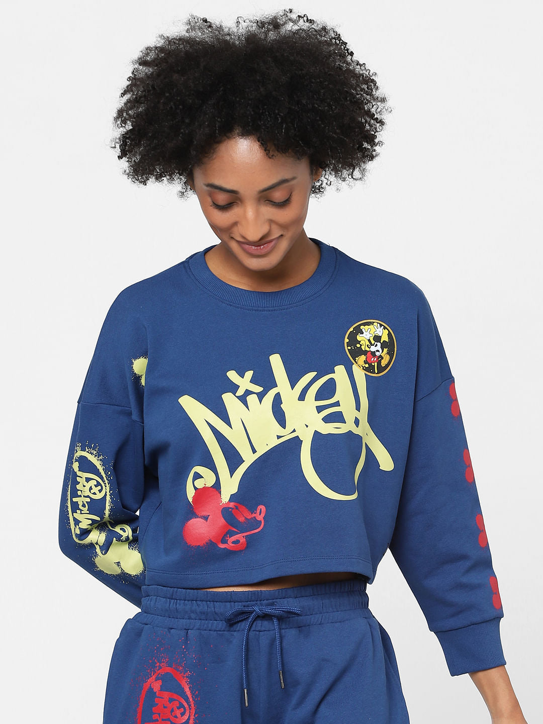 Only X Disney Blue Co-Ord Cropped Sweatshirt