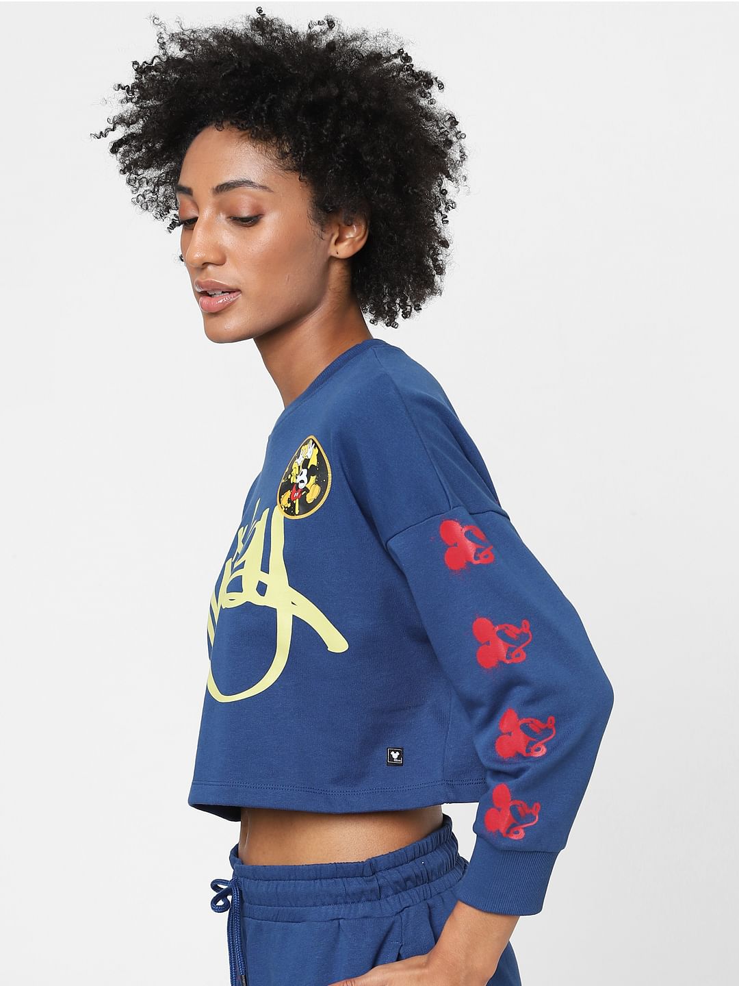 Only X Disney Blue Co-Ord Cropped Sweatshirt