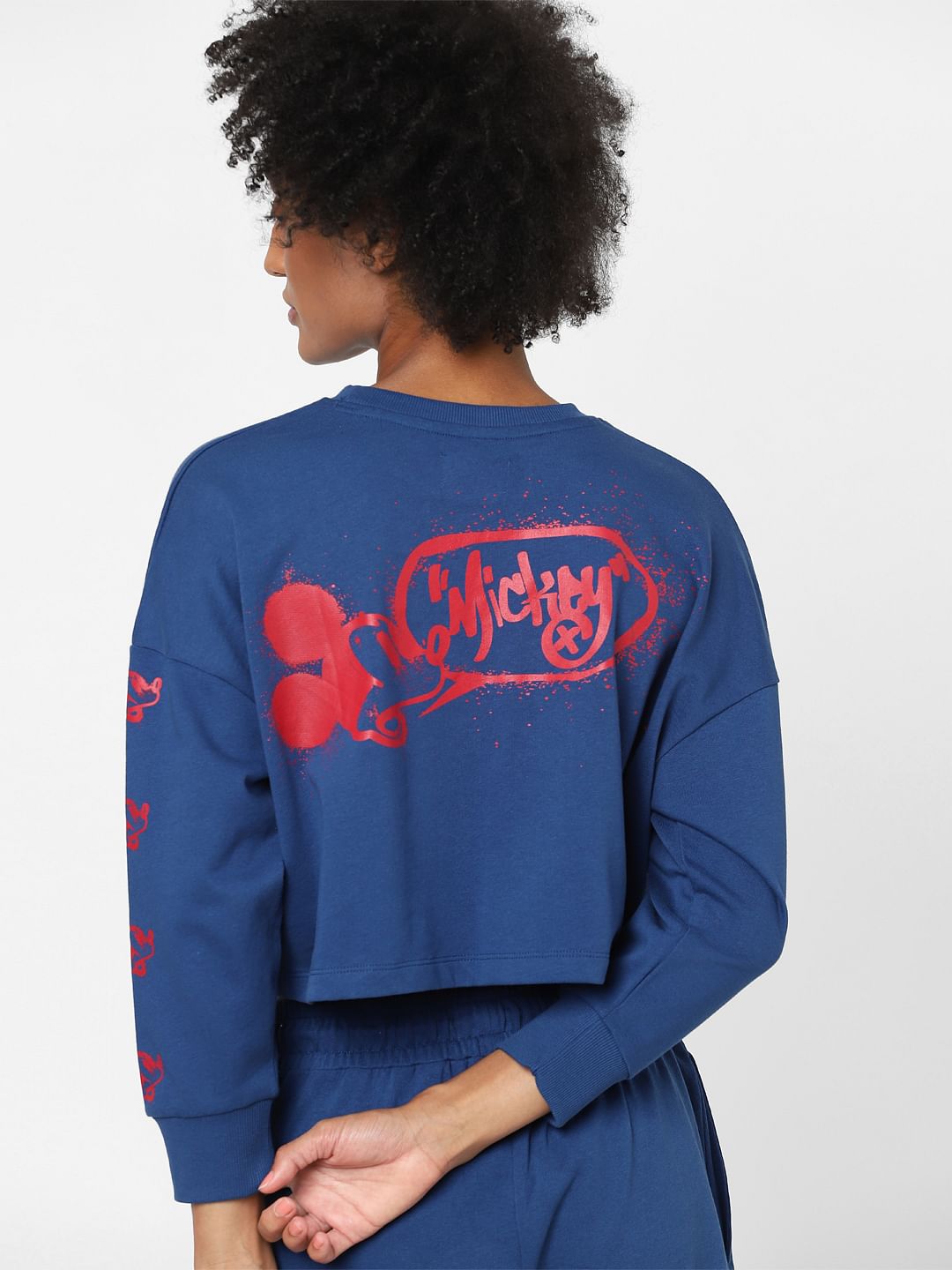Only X Disney Blue Co-Ord Cropped Sweatshirt