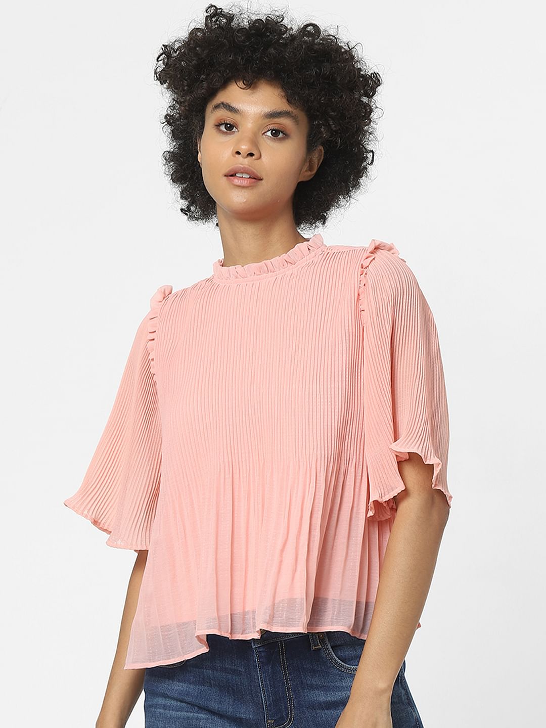 Pink Pleated Top