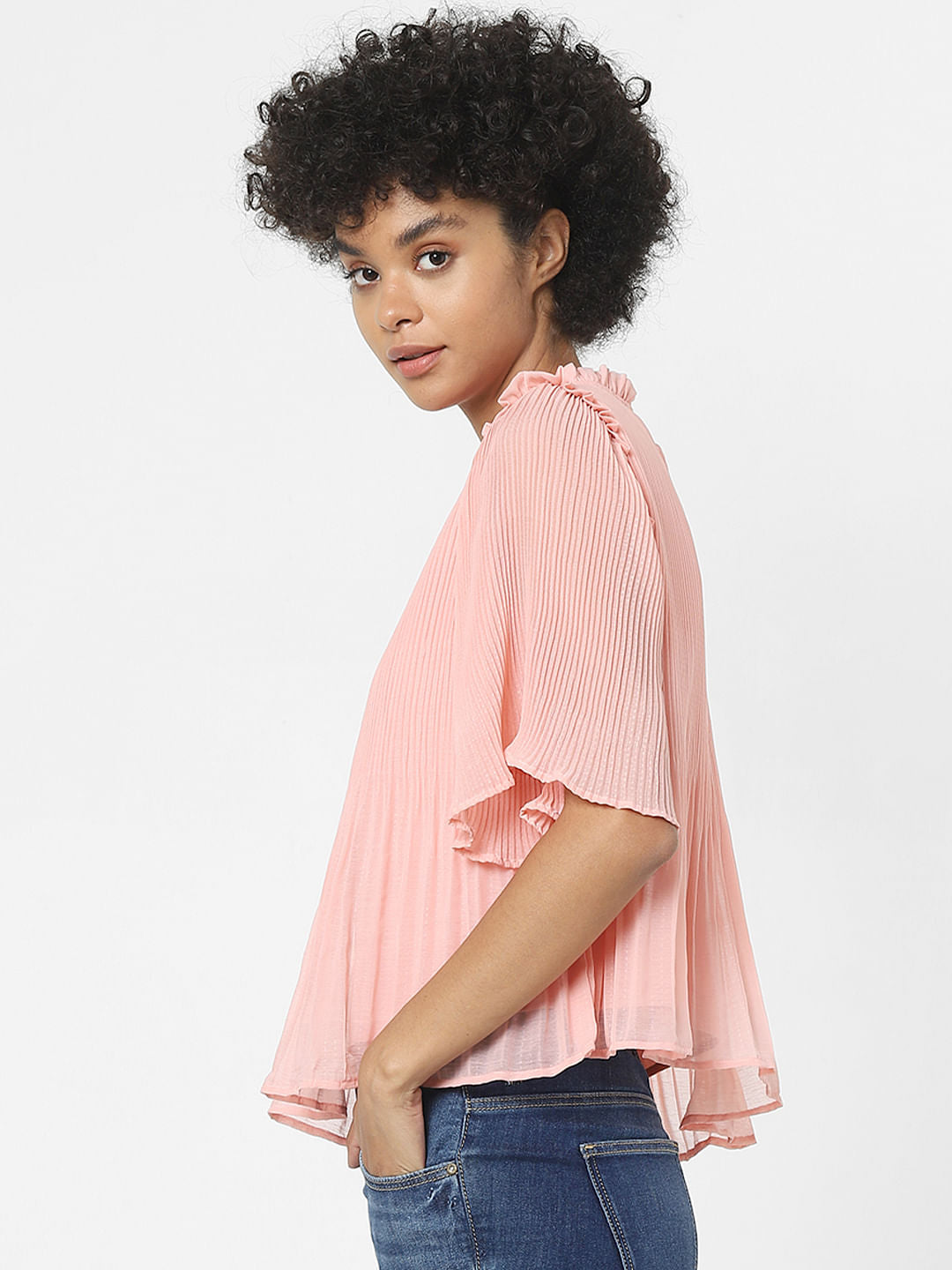 Pink Pleated Top