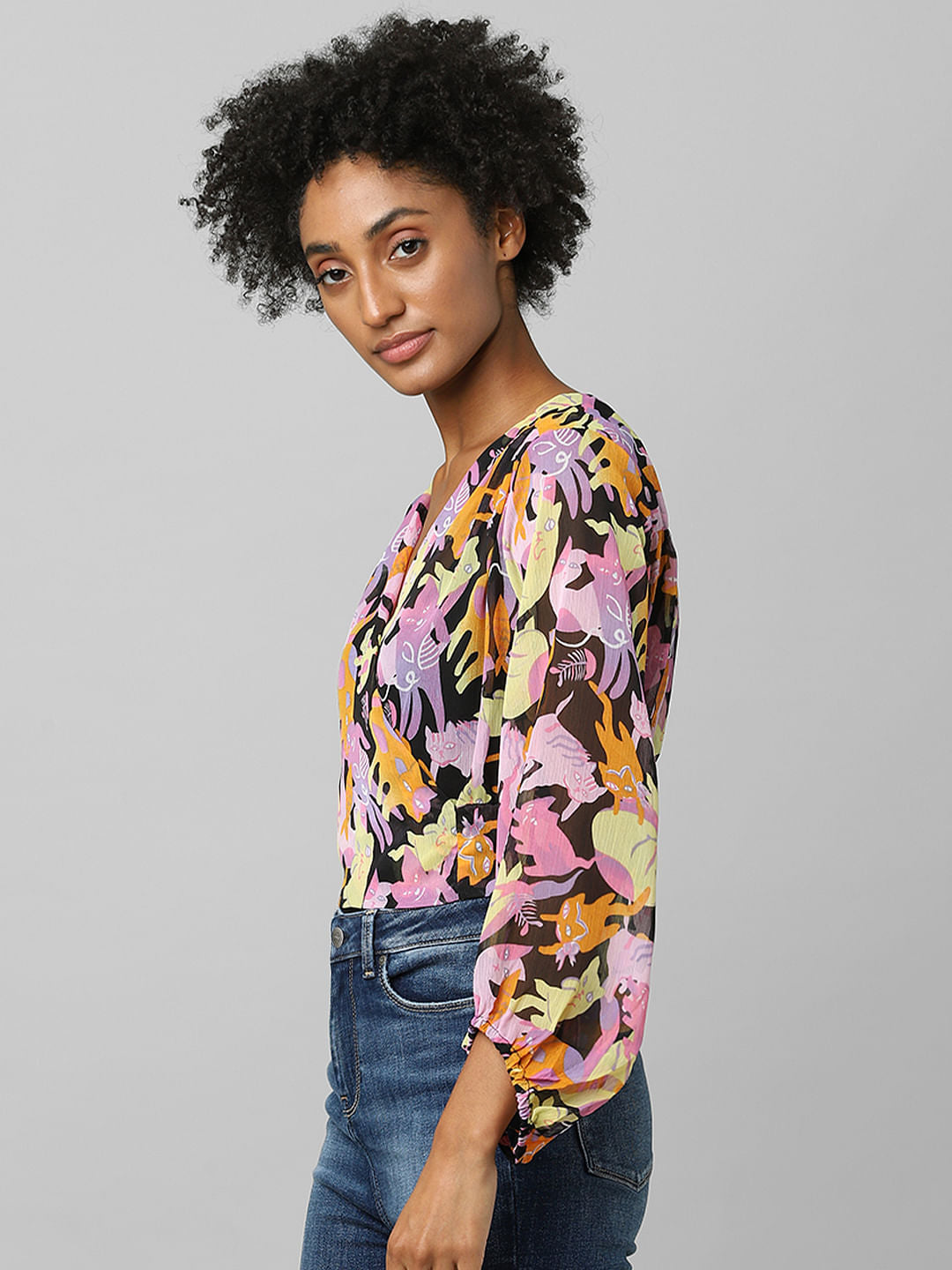 Multi-Colour Abstract Print Top