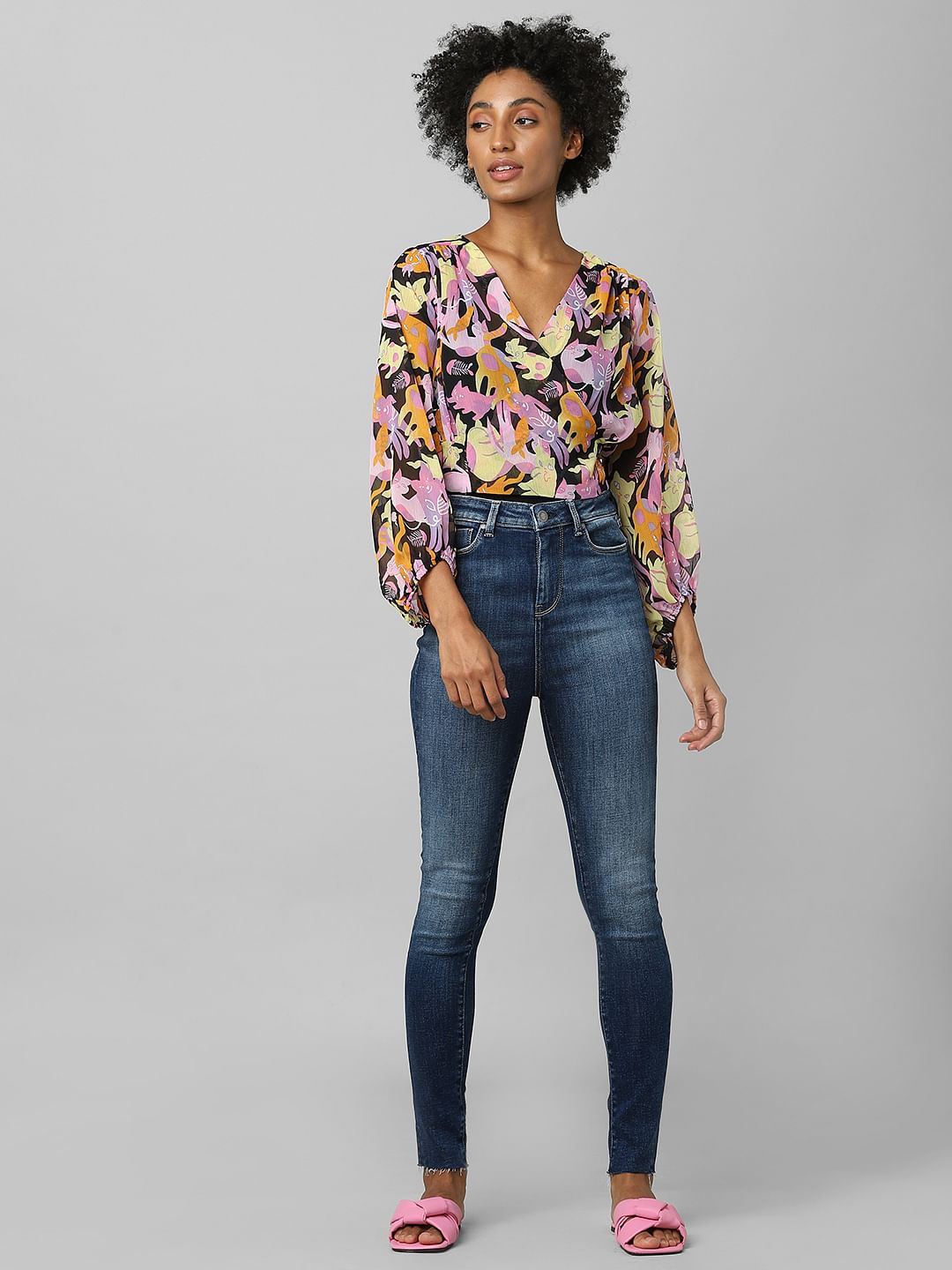 Multi-Colour Abstract Print Top