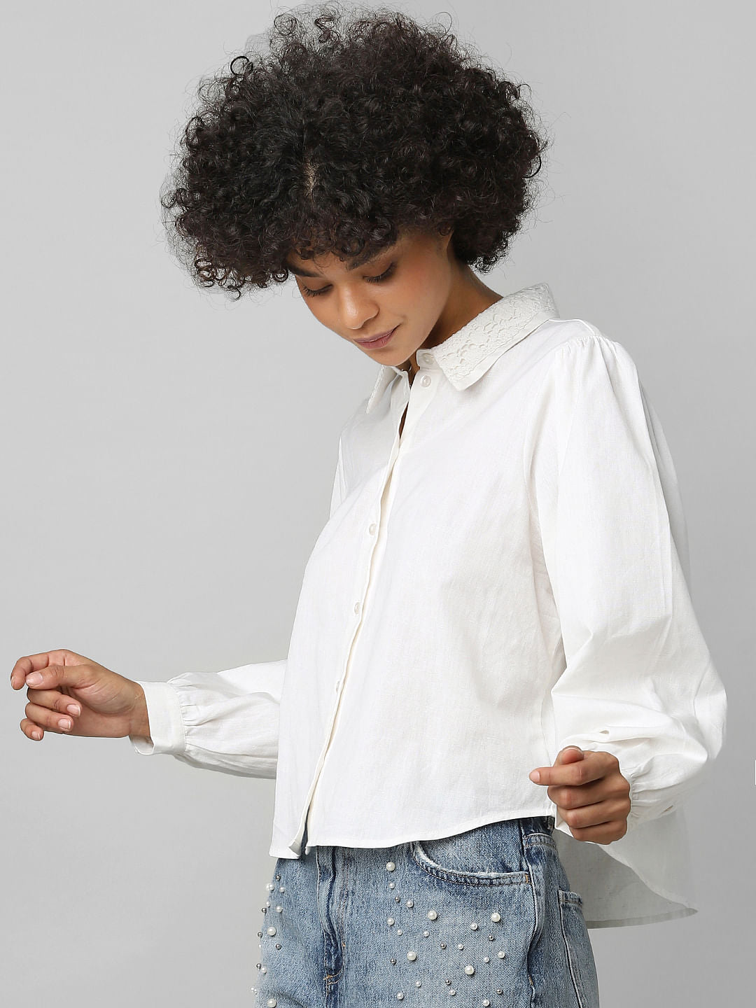 White Lace Detail Shirt