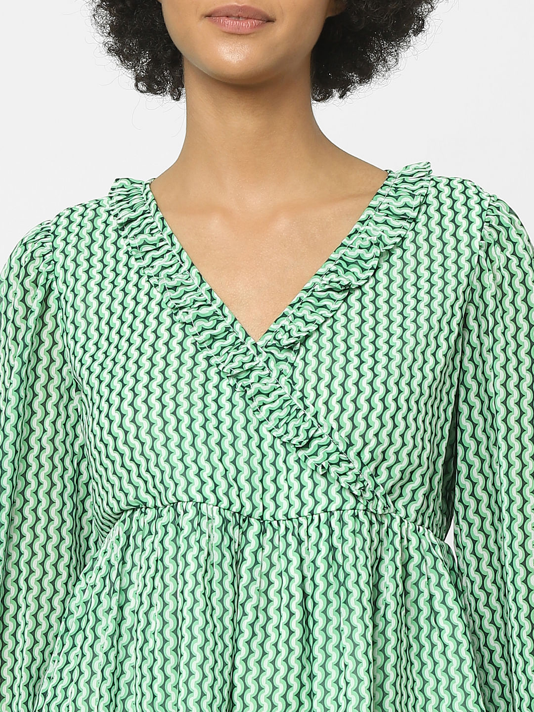 Green Abstract Print Top