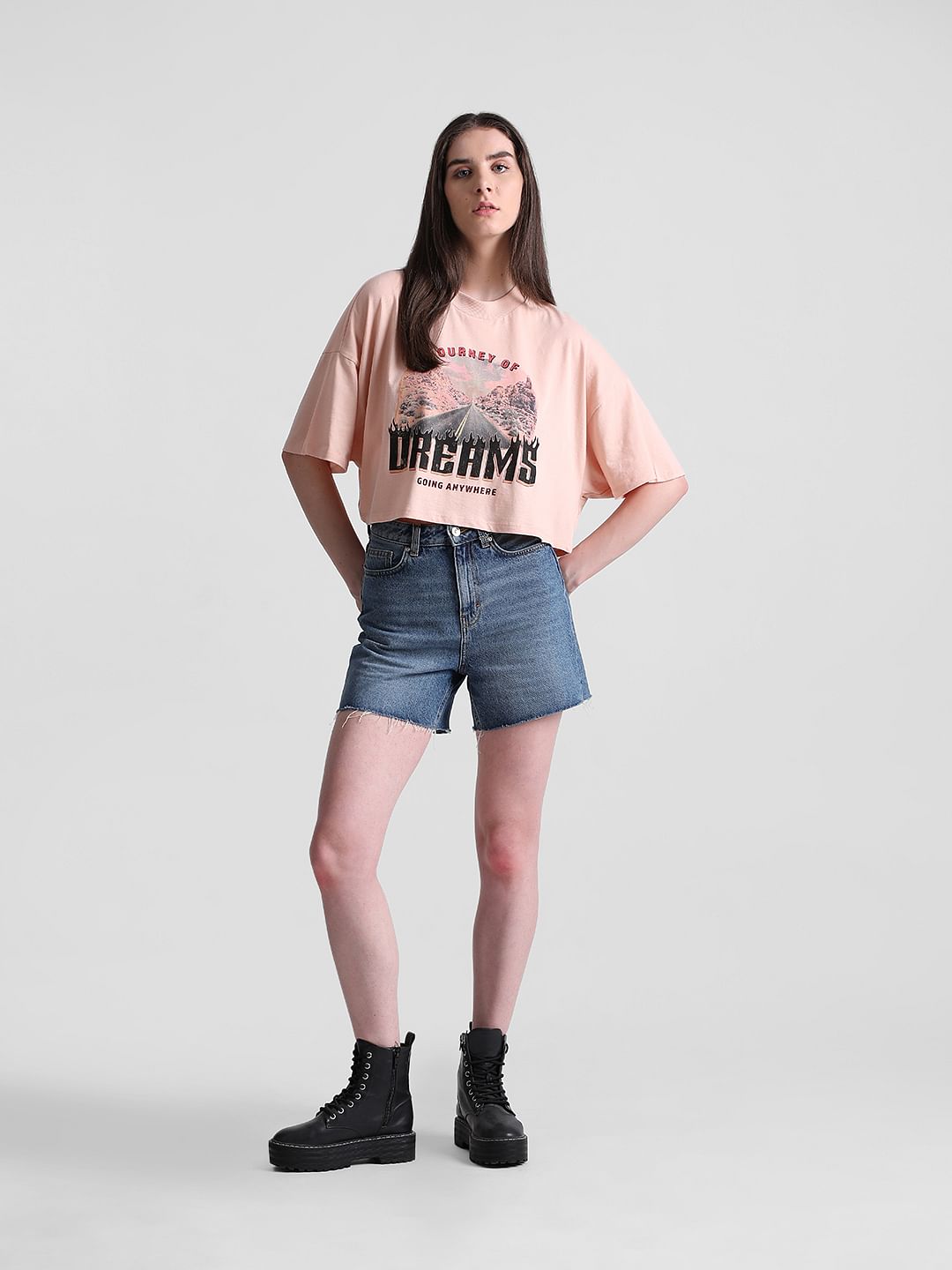 Pink Graphic Print Boxy T-Shirt