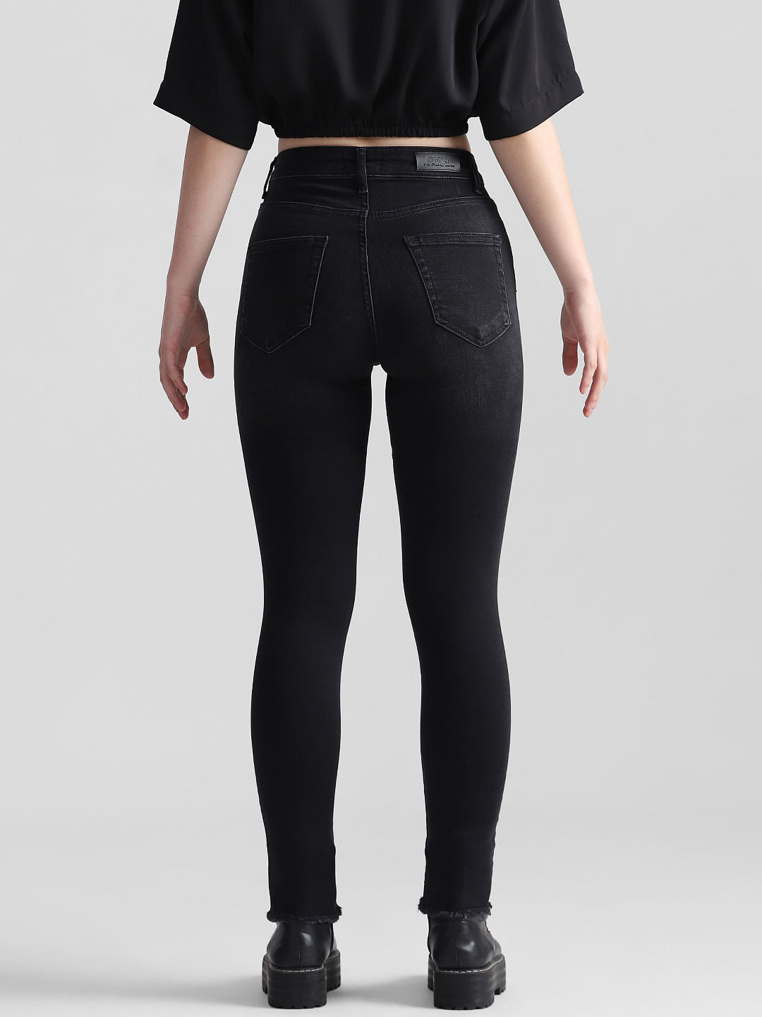 Black High Rise Washed Skinny Jeans