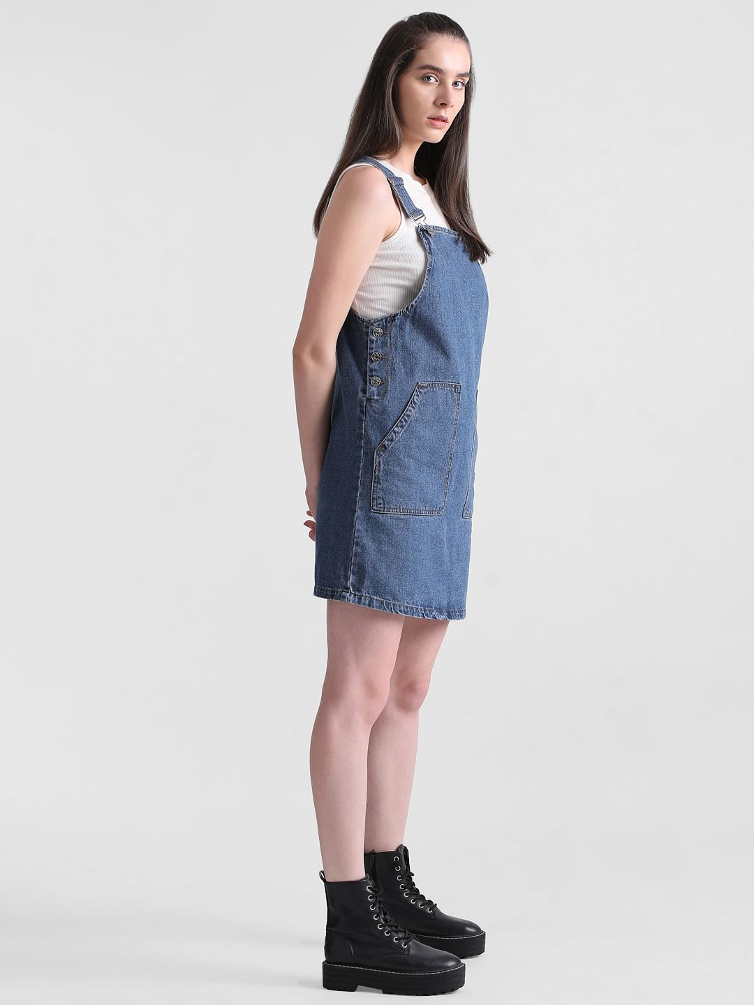 Blue Denim Dungaree Dress