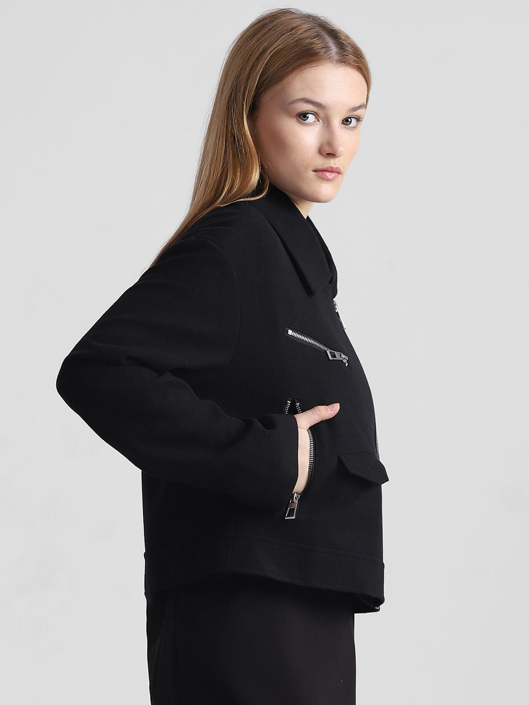 Black Short Biker Jacket