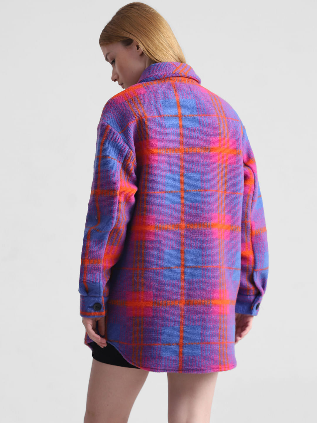 Blue Check Print Shacket