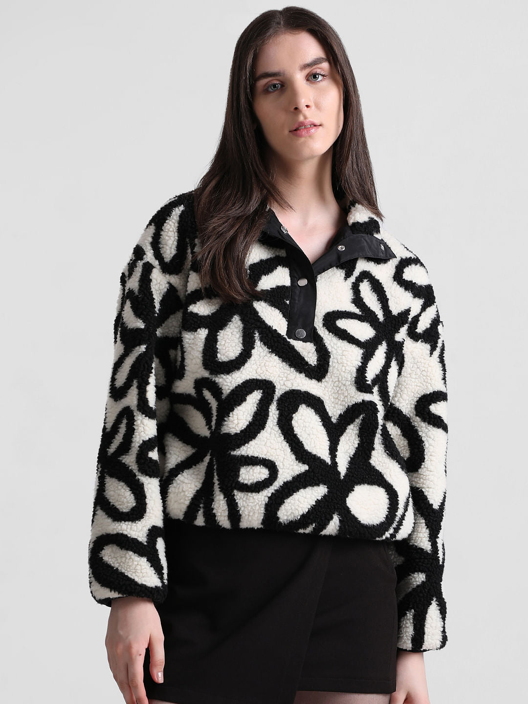 White Floral Teddy Jacket