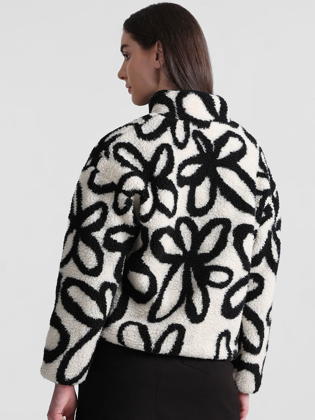 White Floral Teddy Jacket