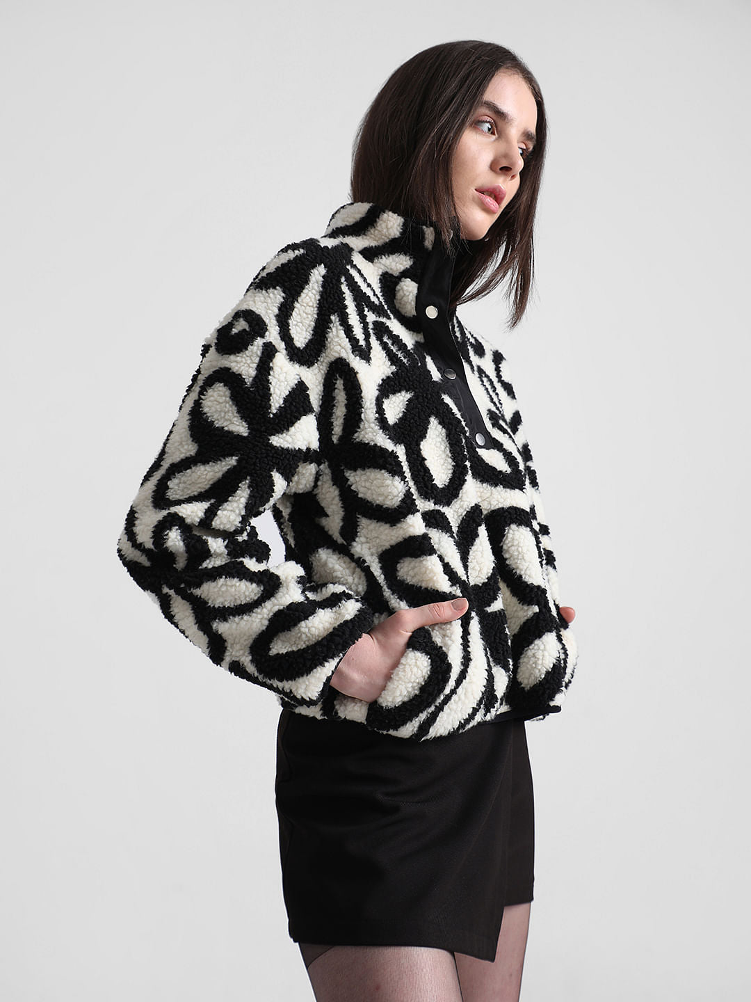 White Floral Teddy Jacket