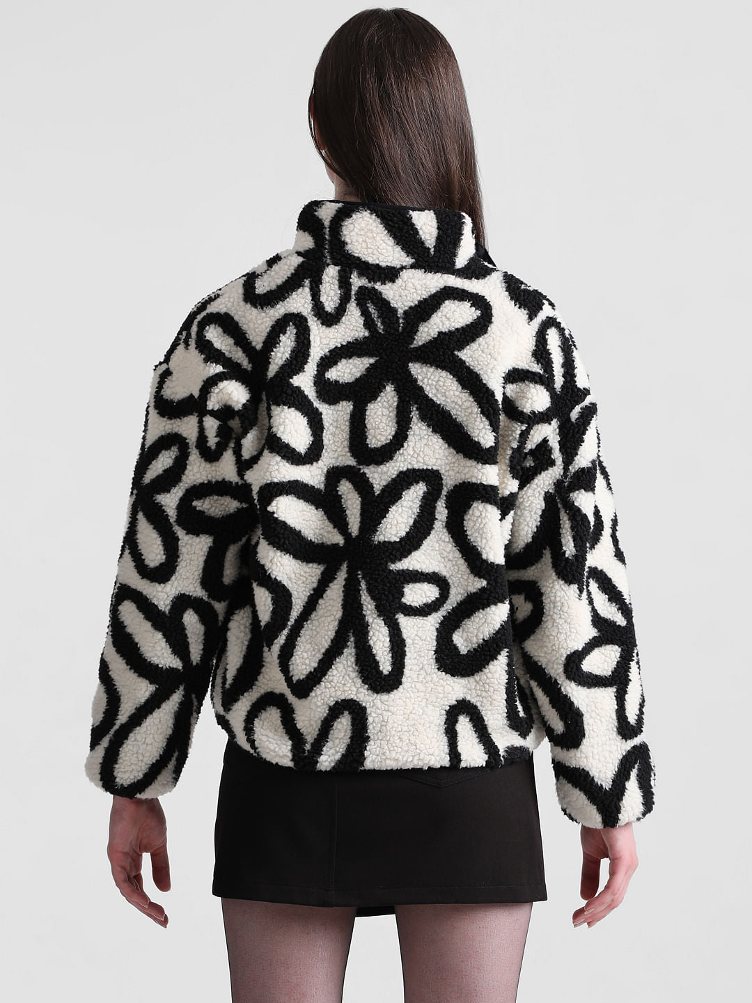 White Floral Teddy Jacket