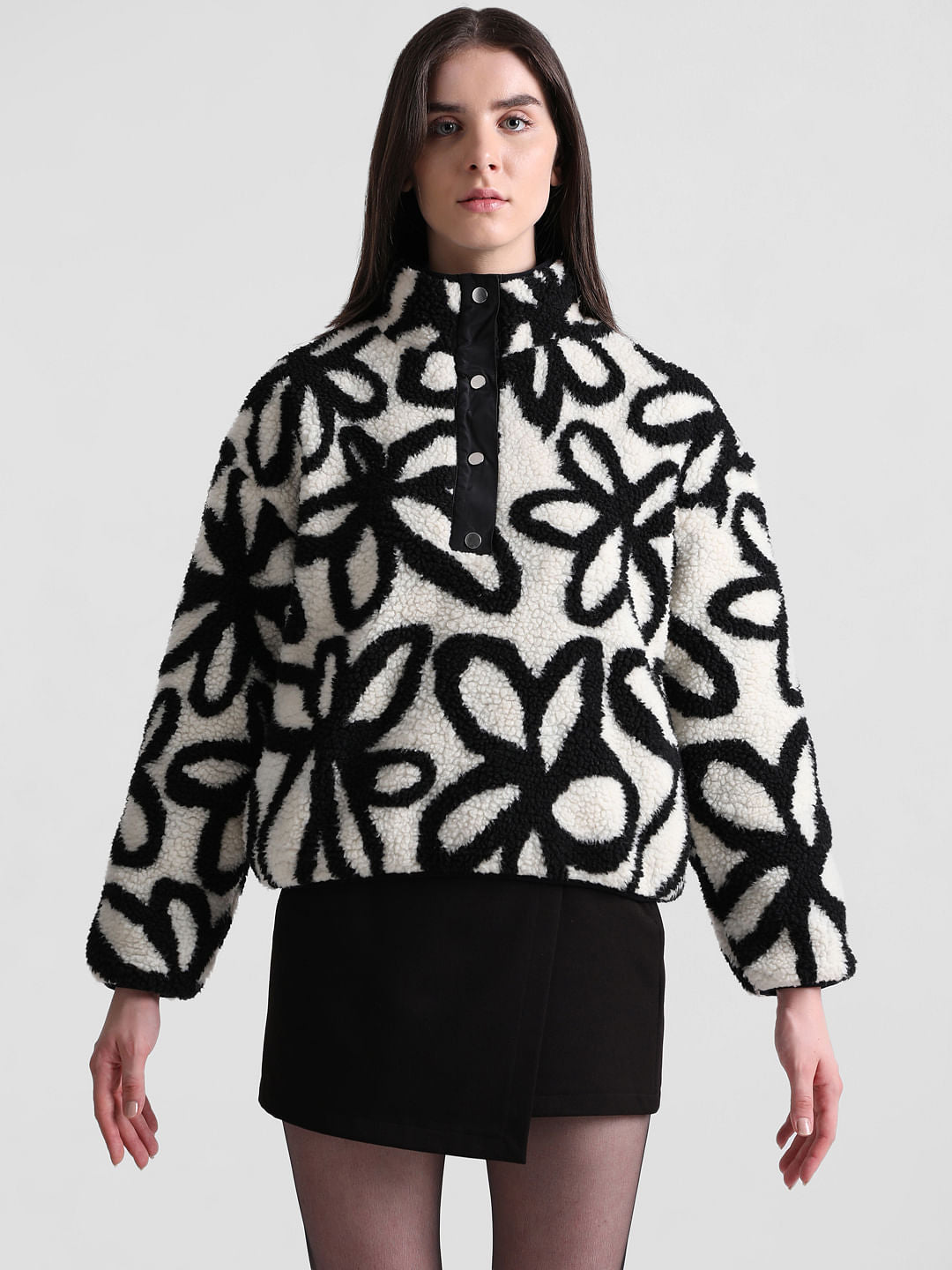 White Floral Teddy Jacket