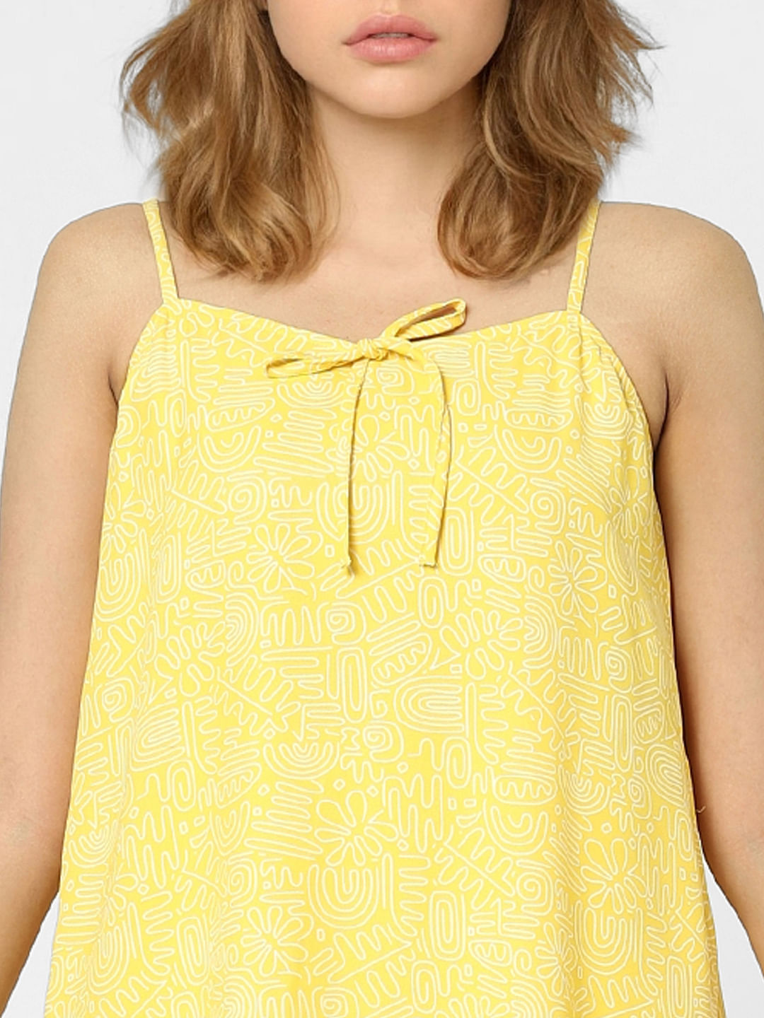 Yellow Printed Slip Dress