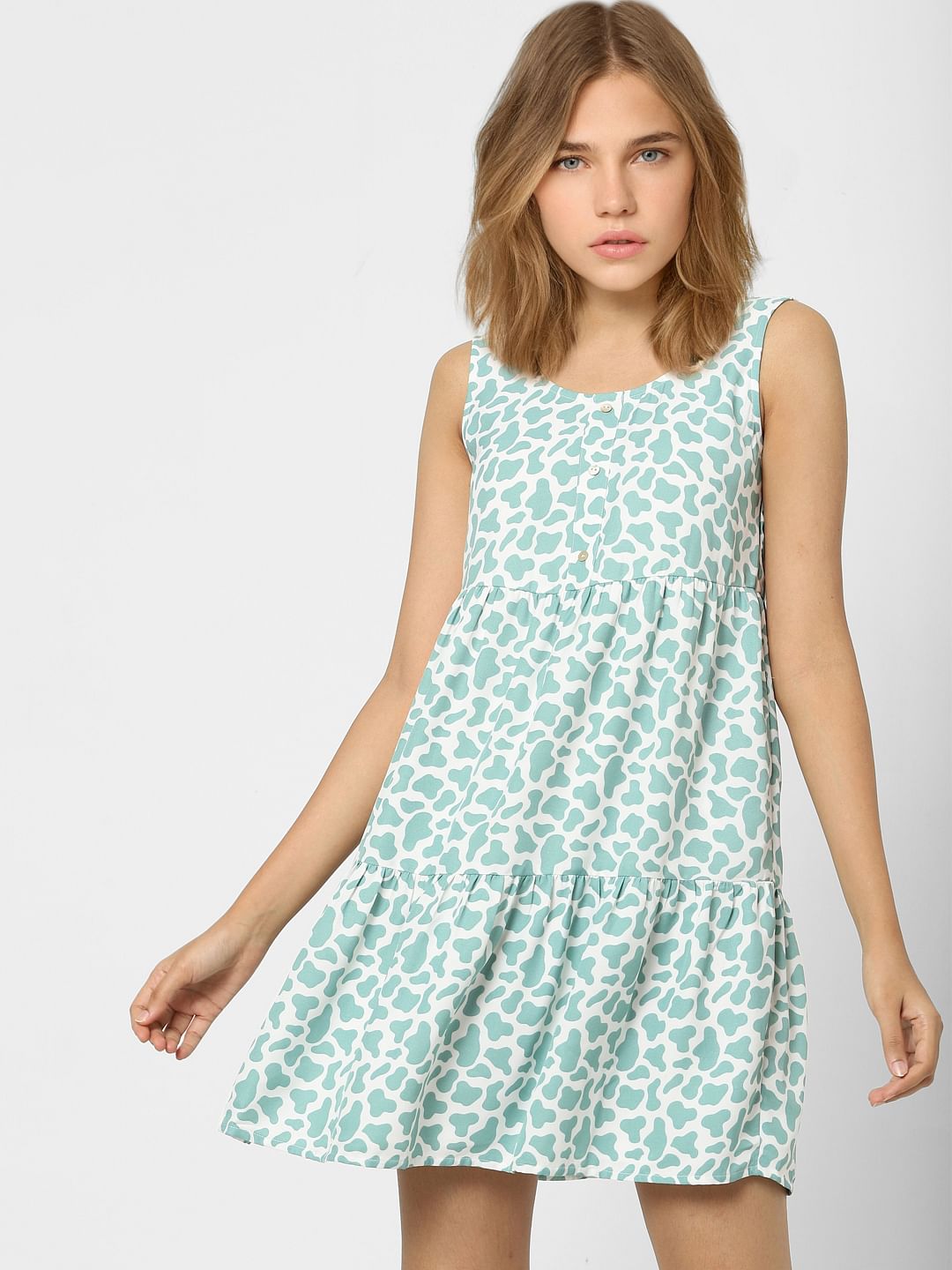 Green Abstract Print Dress