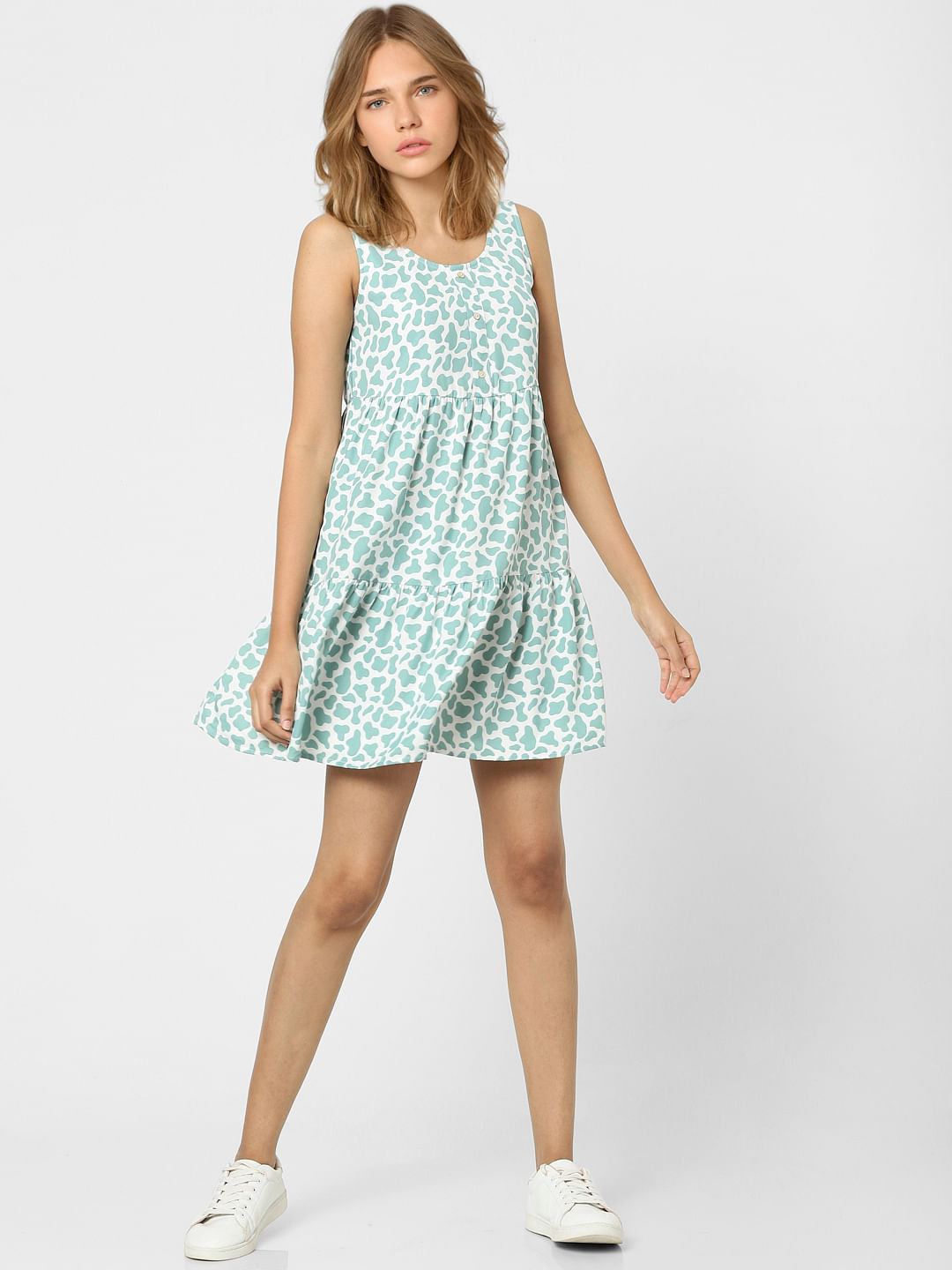 Green Abstract Print Dress