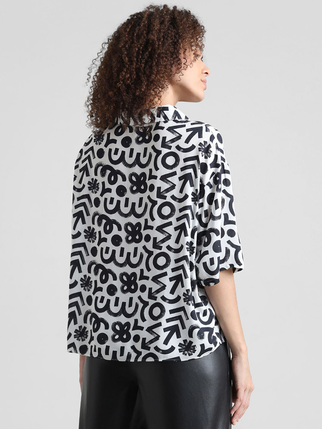 White Abstract Print Shirt