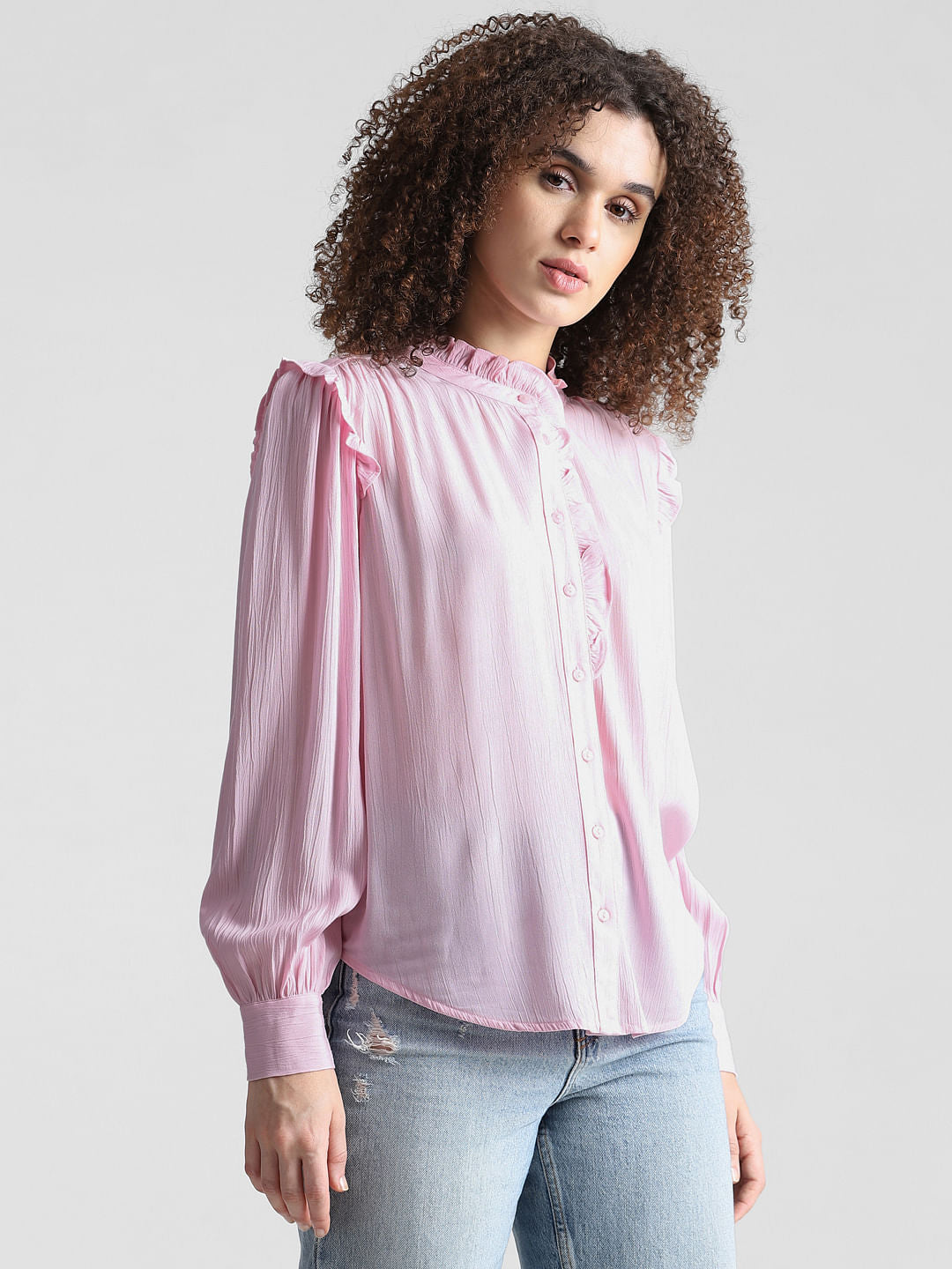 Pink Frill Trimmed Shirt