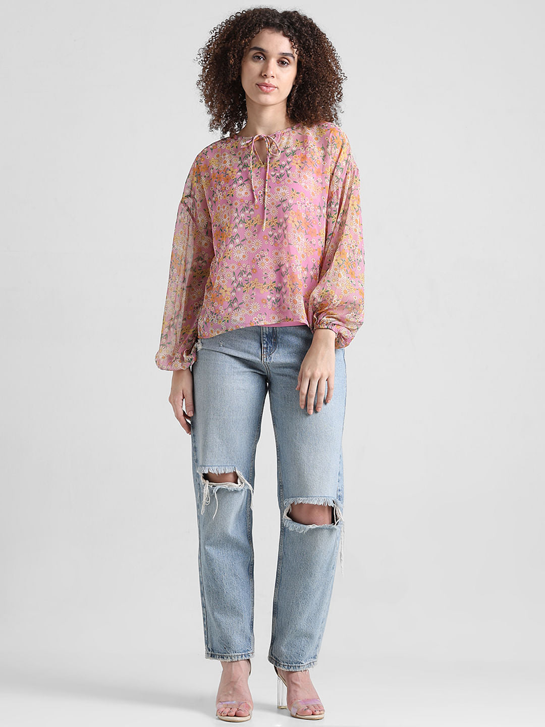 Pink Cr  Pe Printed Top