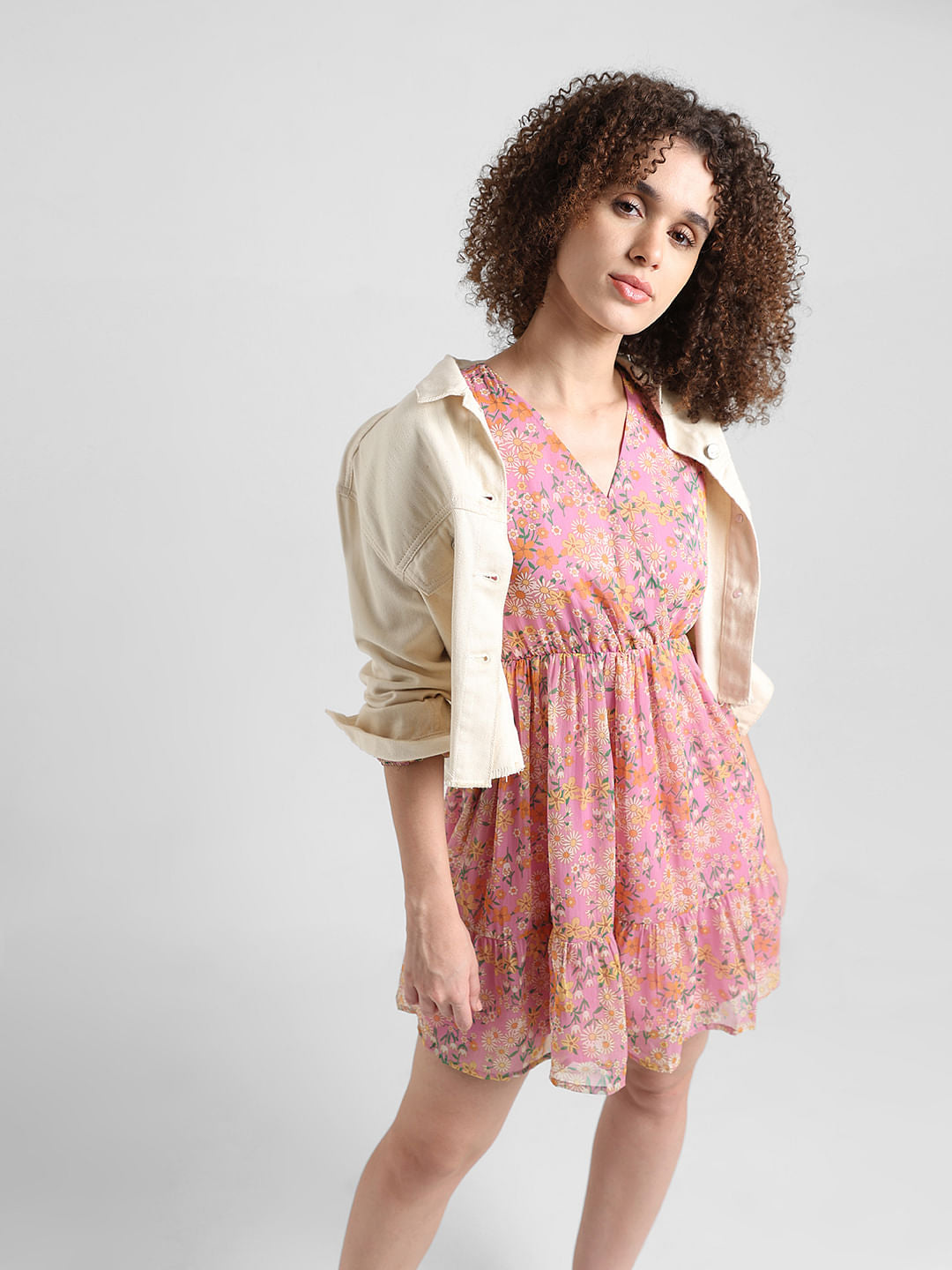 Pink Printed Fit & Flare Dress