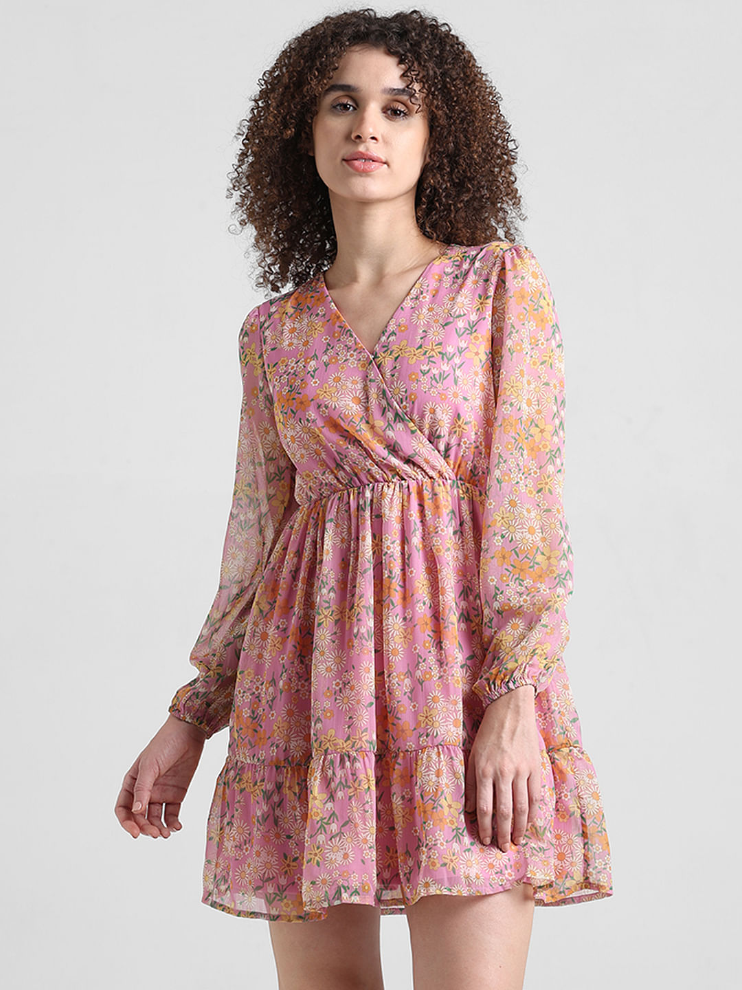 Pink Printed Fit & Flare Dress