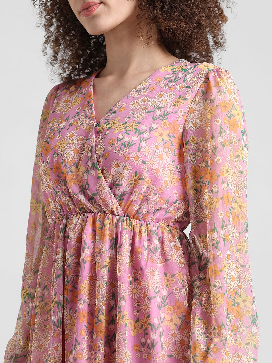 Pink Printed Fit & Flare Dress