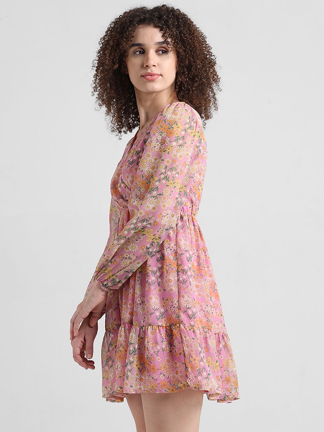 Pink Printed Fit & Flare Dress