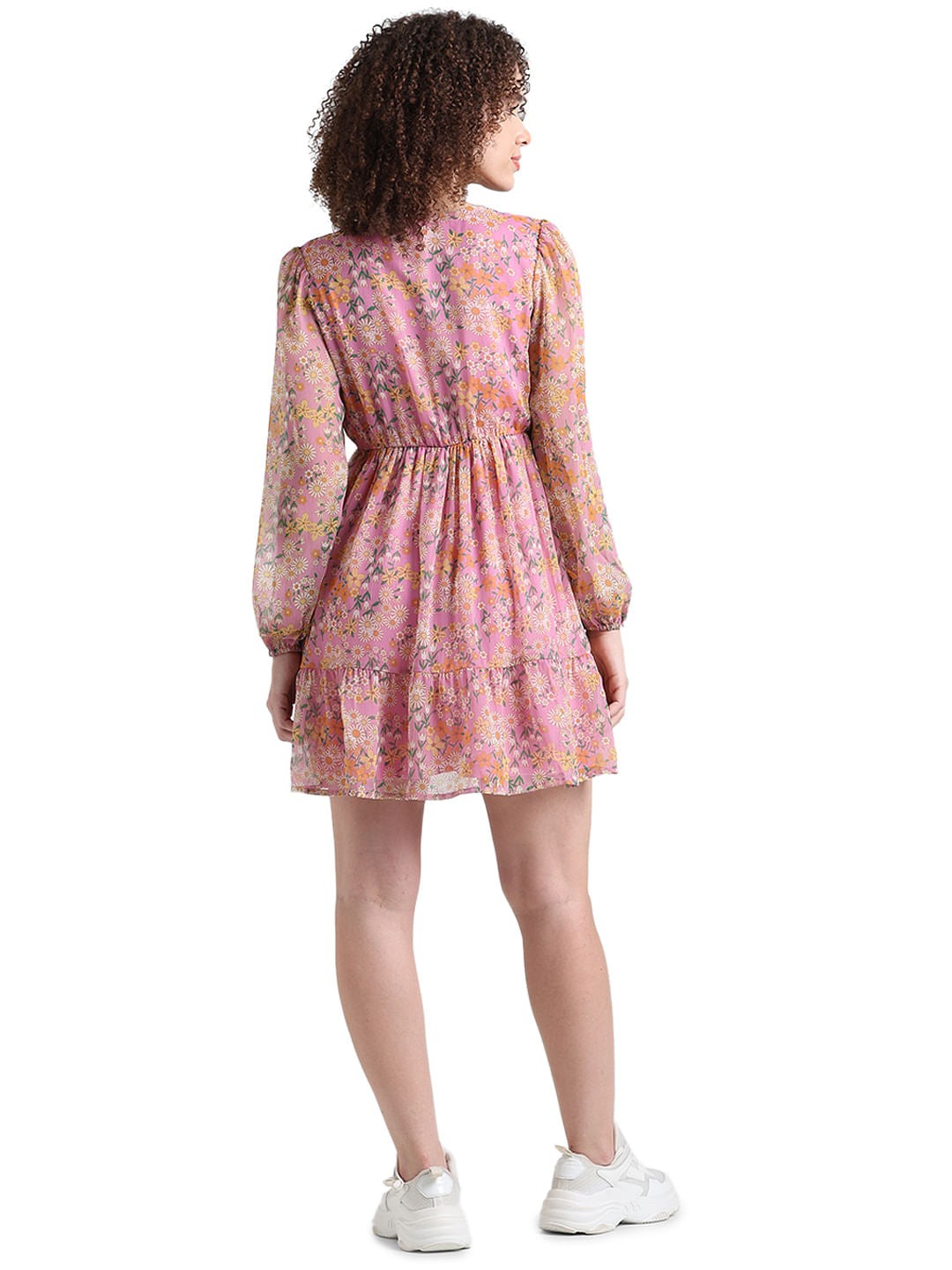 Pink Printed Fit & Flare Dress