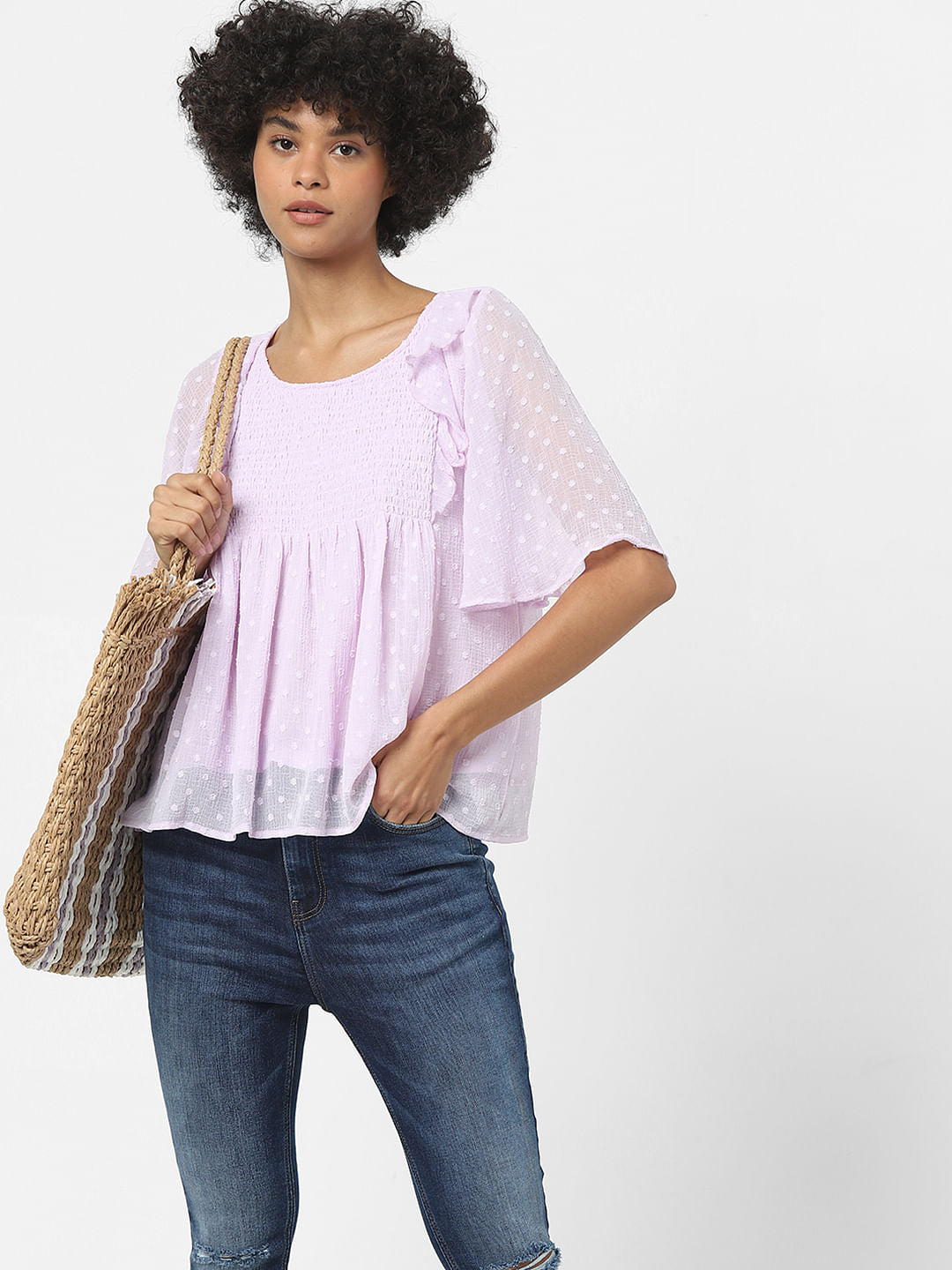 Lavender Smocked Top