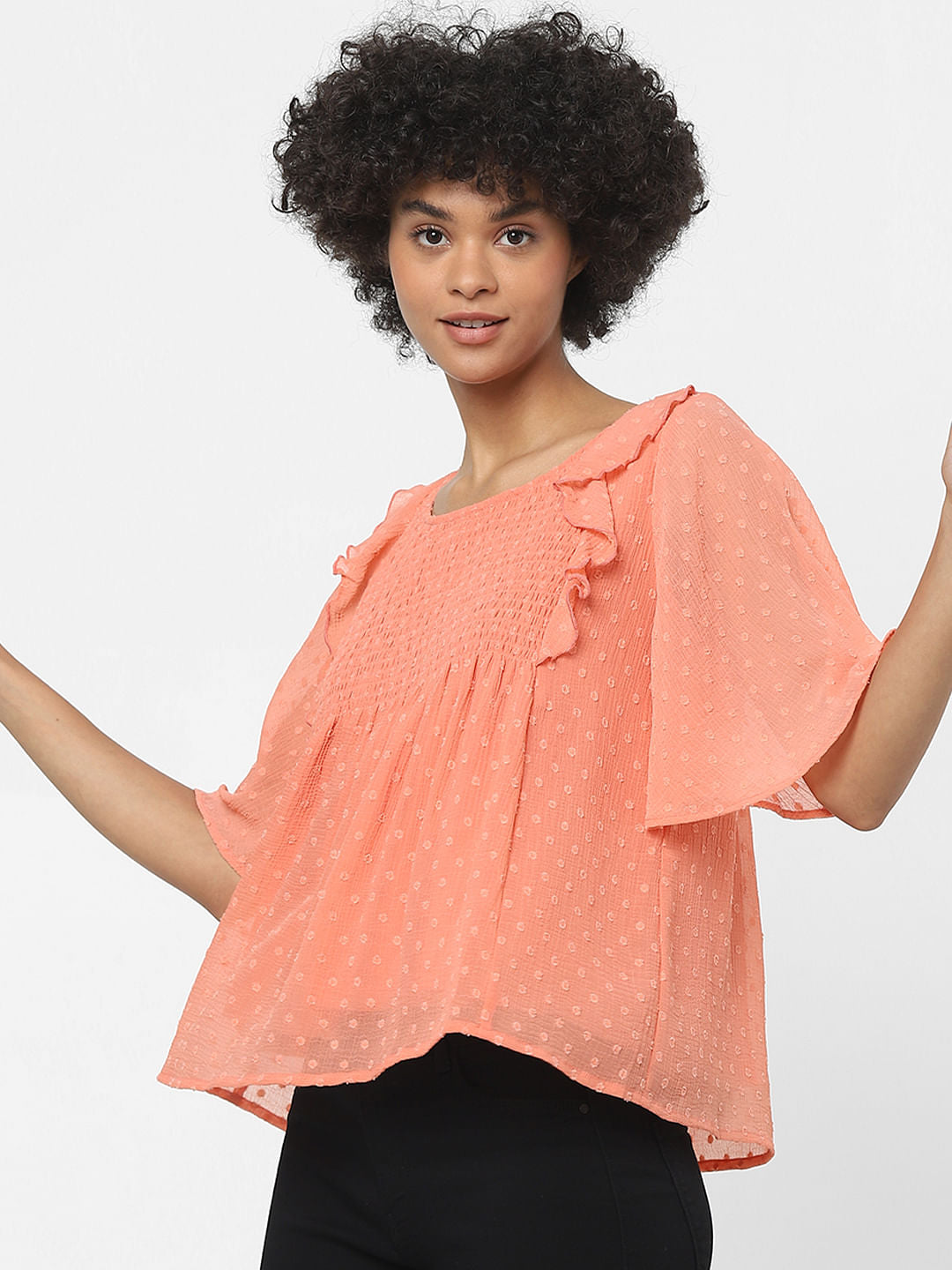 Peach Smocked Top