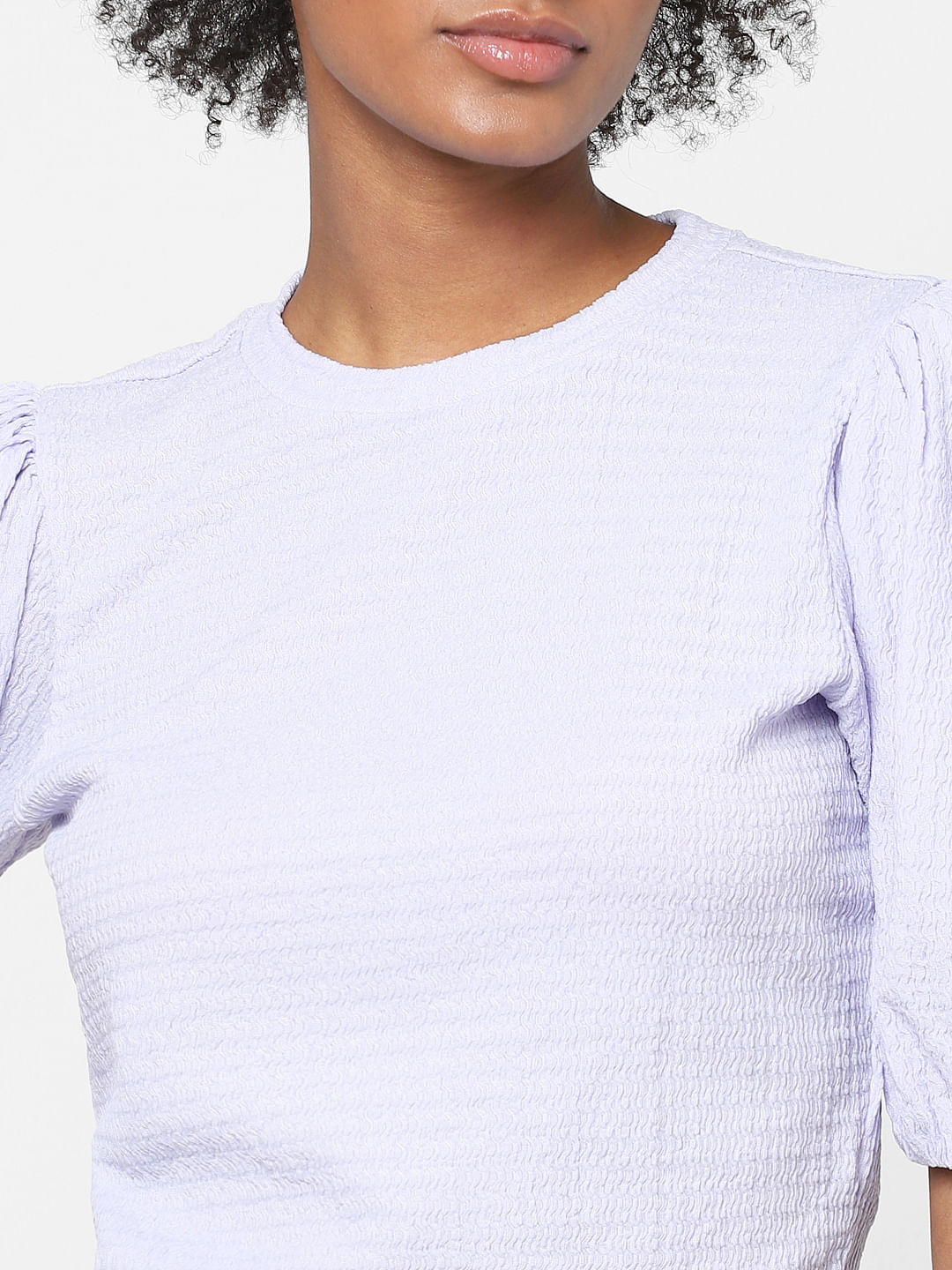 Purple Puff Sleeves Top