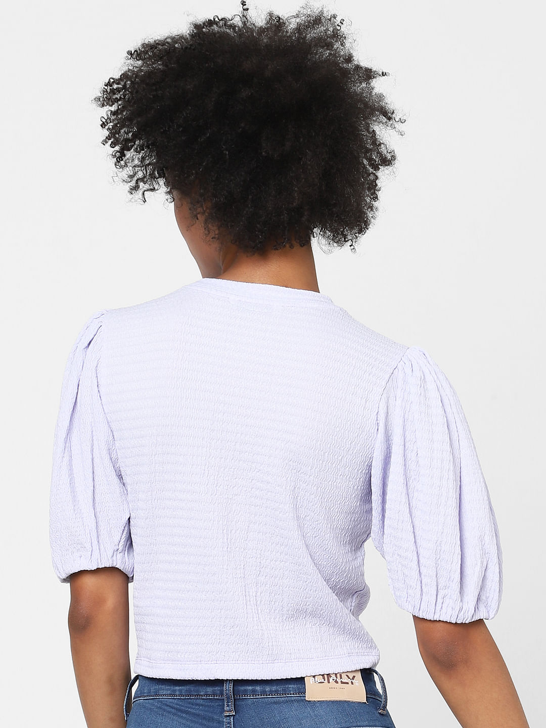 Purple Puff Sleeves Top