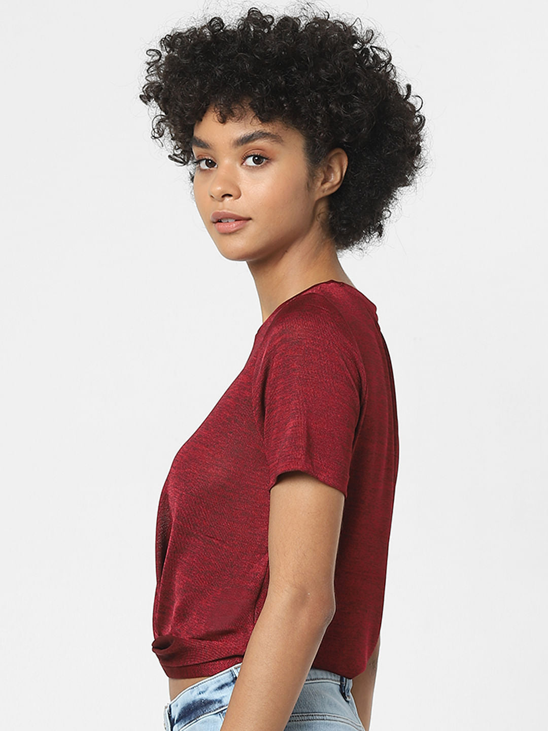 Maroon Front Knot Top