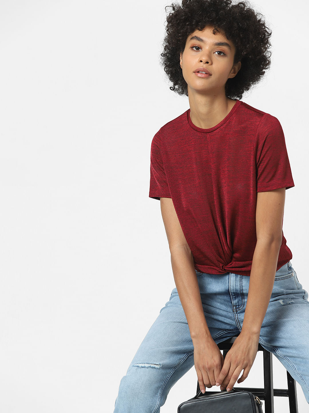 Maroon Front Knot Top