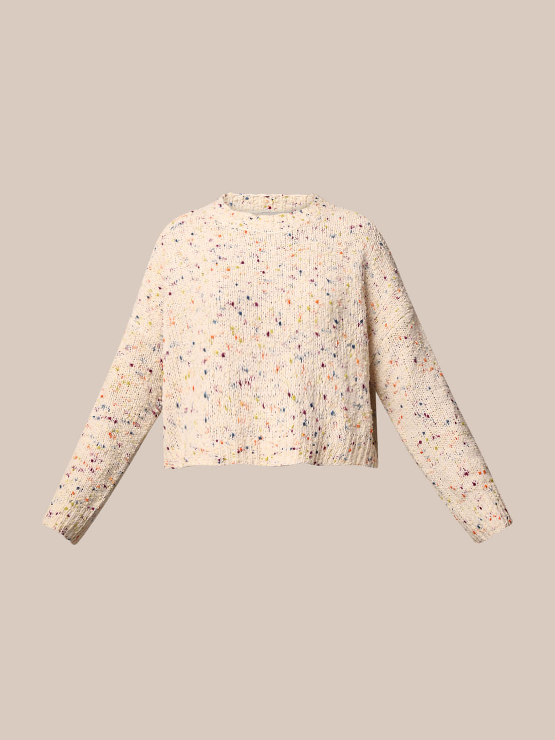 White Textured Cropped Pullover