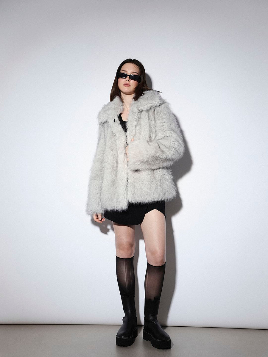 Grey Faux Fur Teddy Jacket Grey Faux Fur Teddy Jacket