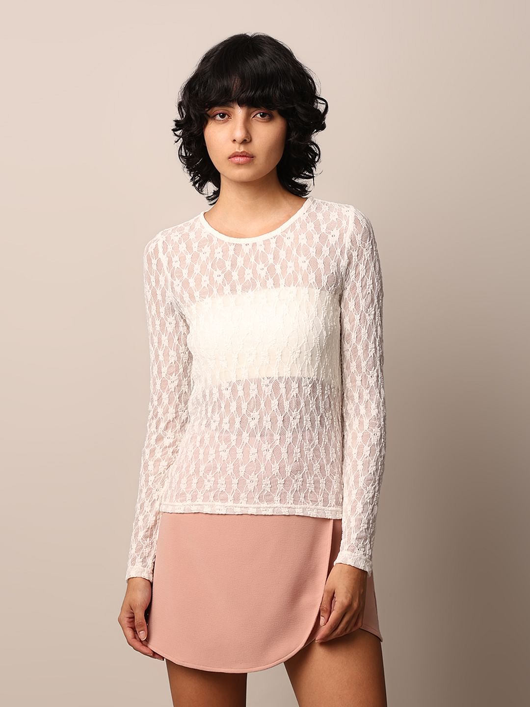 White Sheer Lace Top