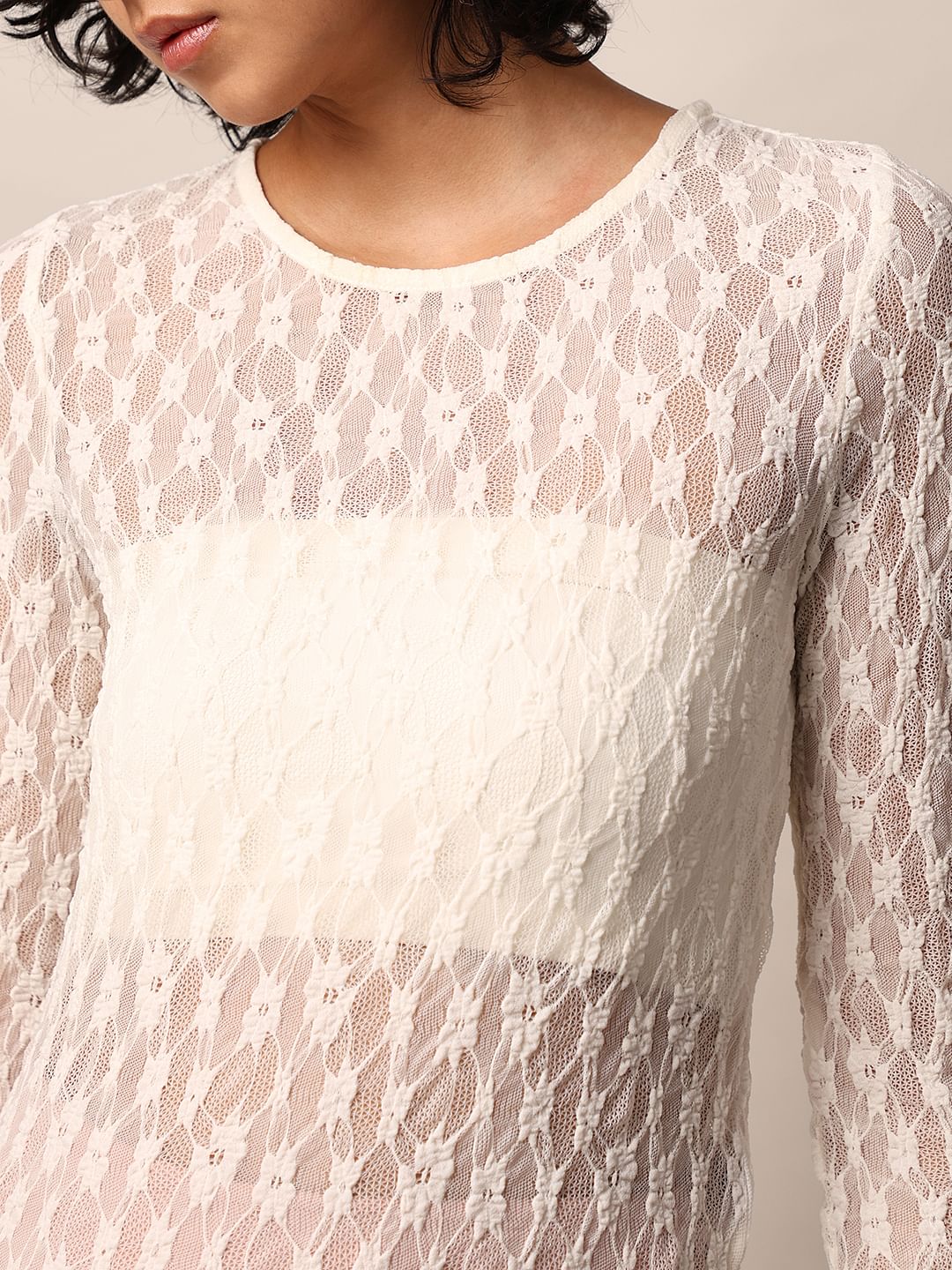 White Sheer Lace Top