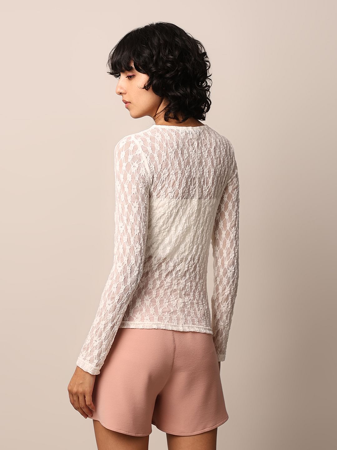 White Sheer Lace Top