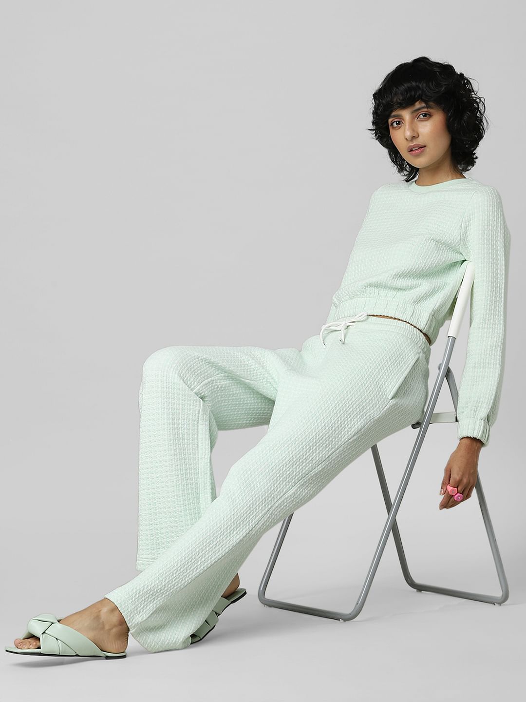 Mint Green Mid Rise Co-Ord Sweatpants