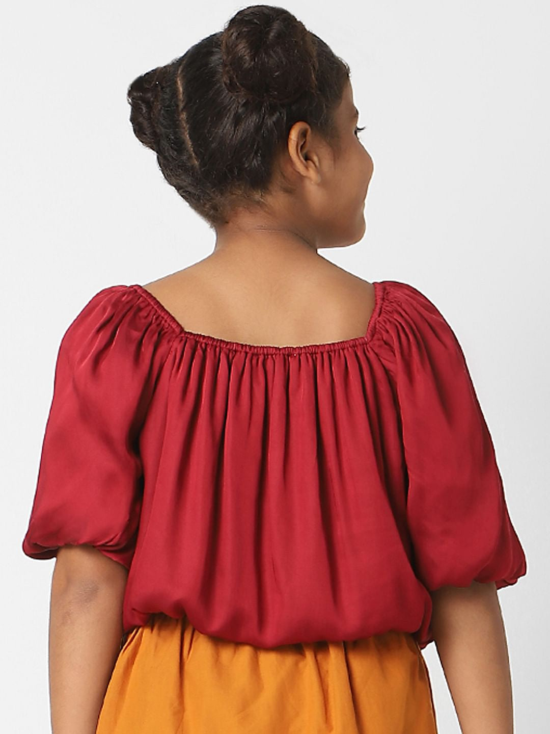 Girls Red Satin Crop Top