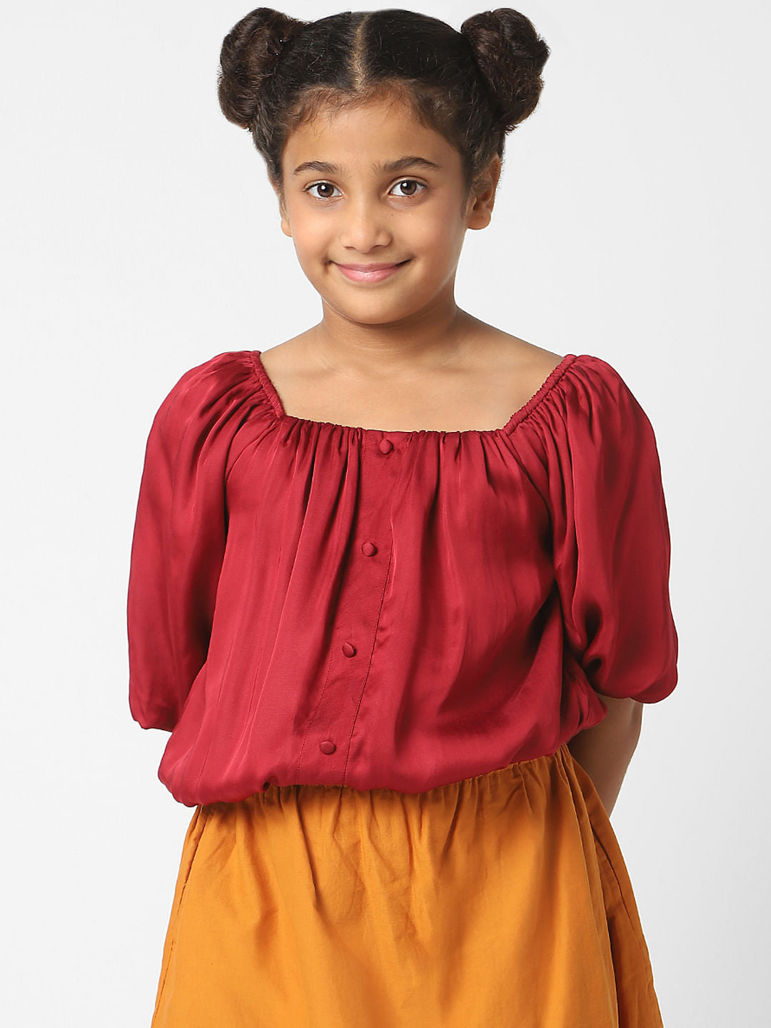 Girls Red Satin Crop Top