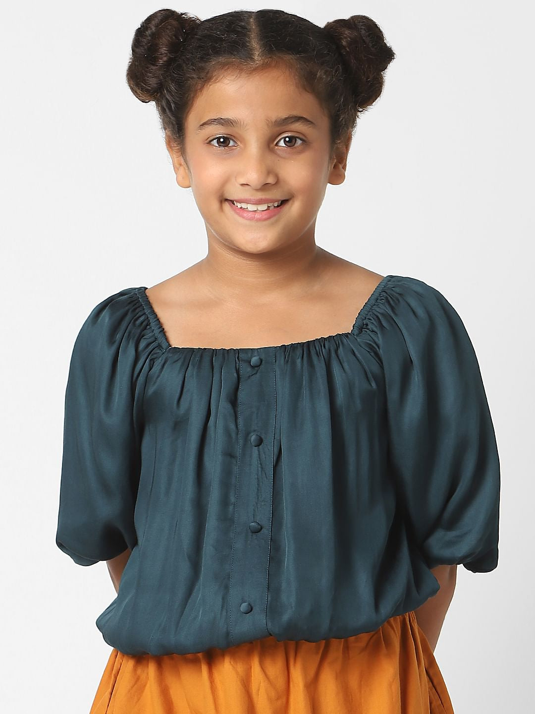 Girls Green Satin Crop Top