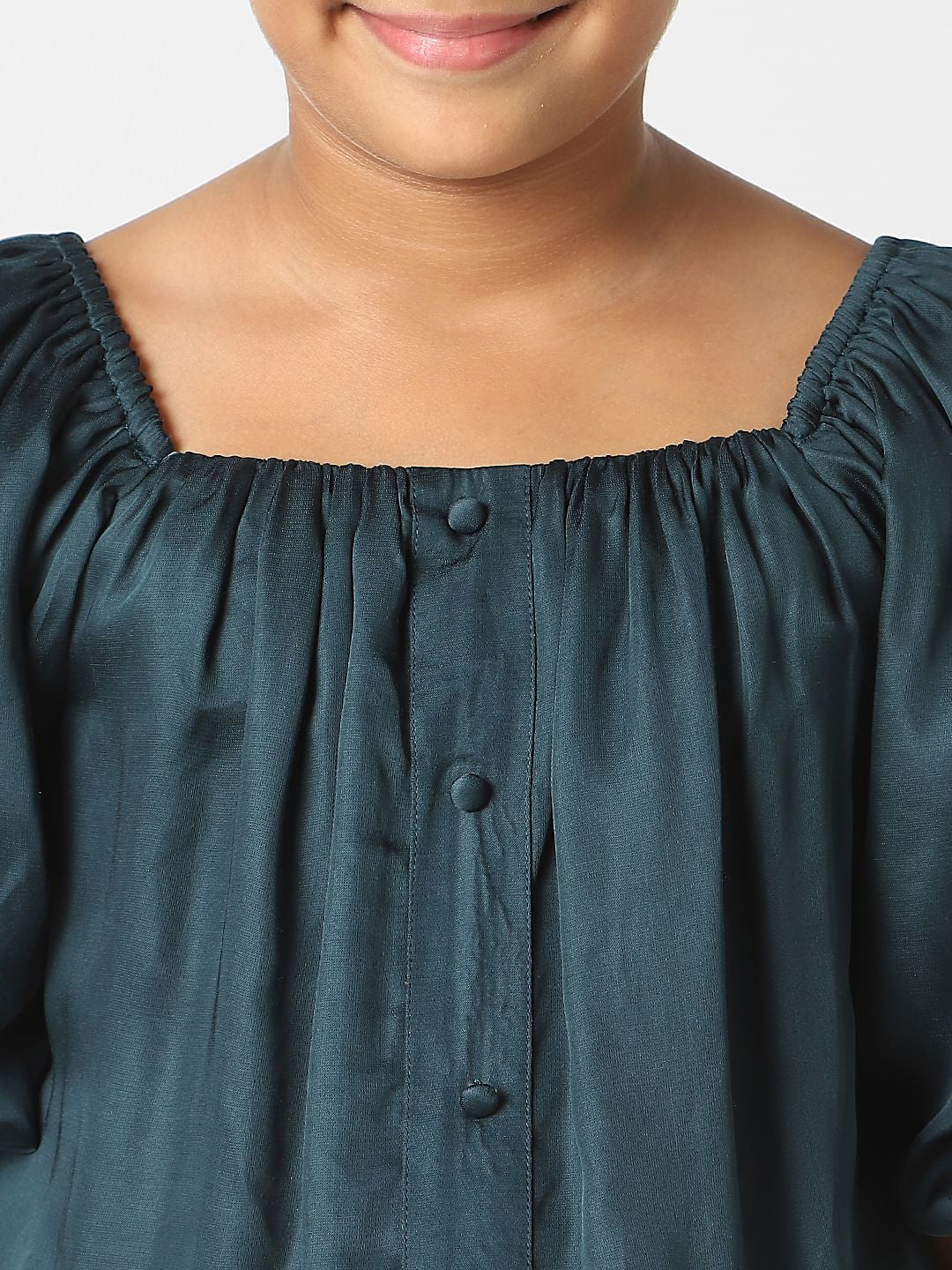 Girls Green Satin Crop Top