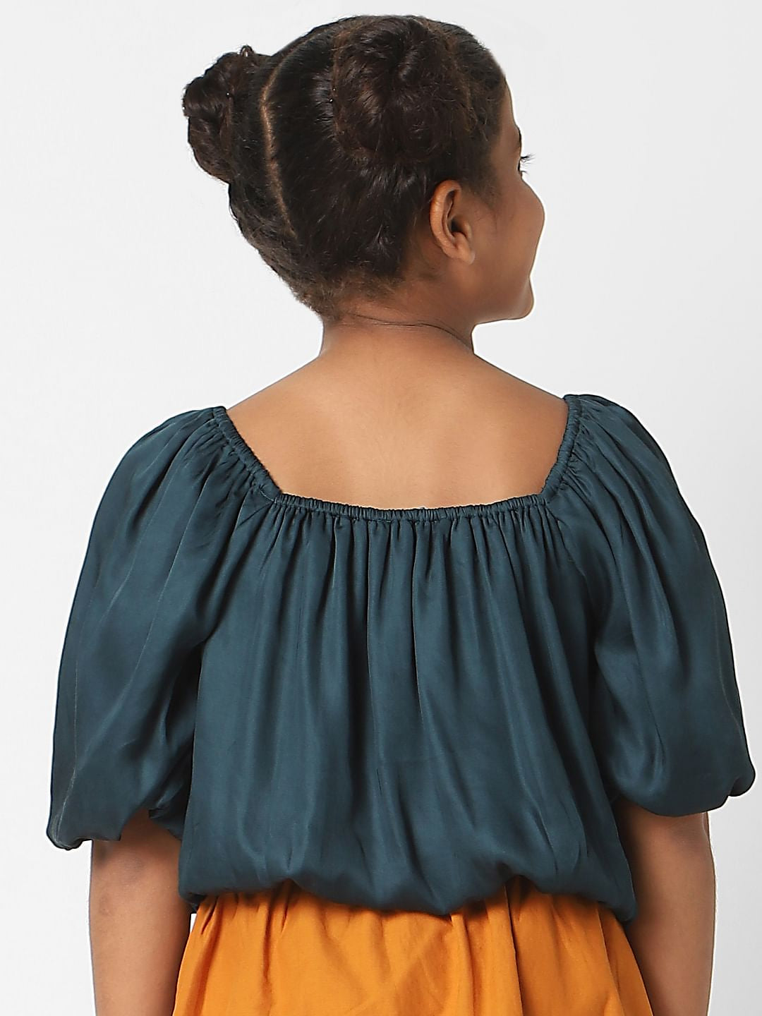 Girls Green Satin Crop Top