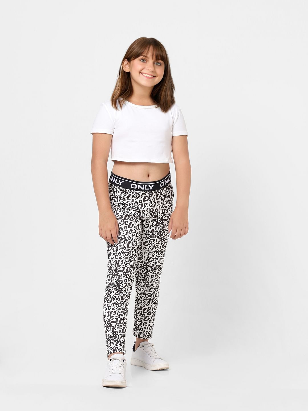 White Mid Rise Animal Print Leggings