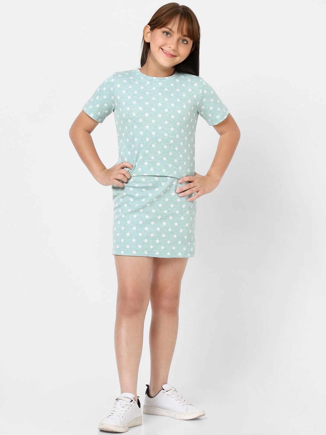 Girls Blue Polka Dot Co-Ord Skirt